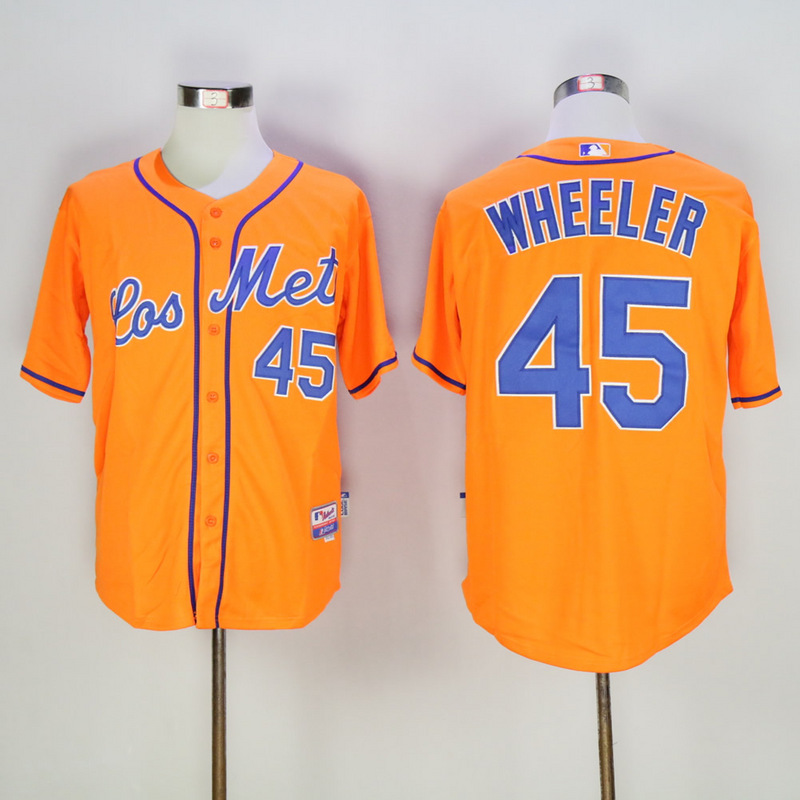 Men New York Mets #45 Wheeler Orange MLB Jerseys->->MLB Jersey